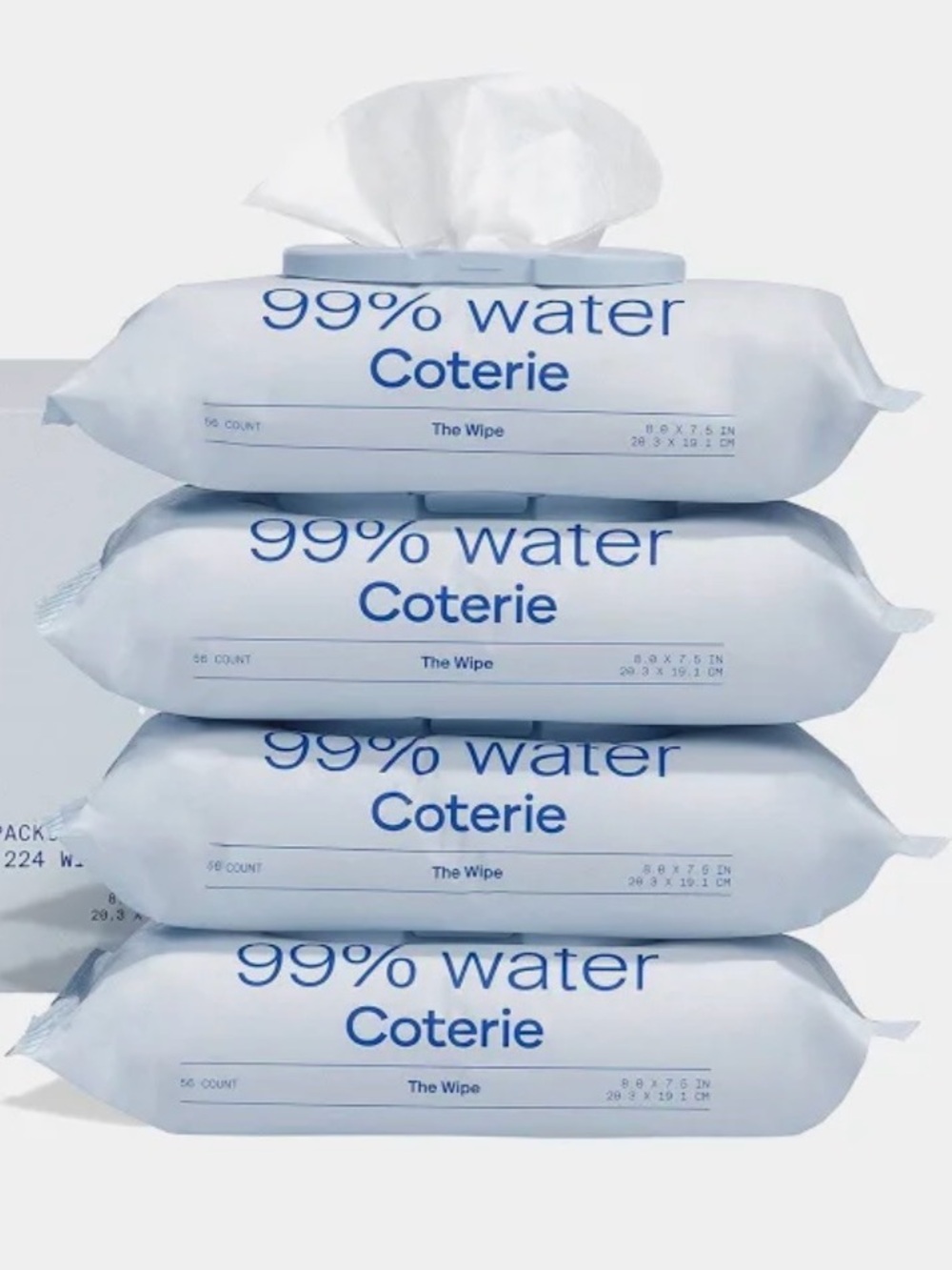 Coterie baby wipes -sensitive skin ,plant base ,unscented 4 packs 244 wipes